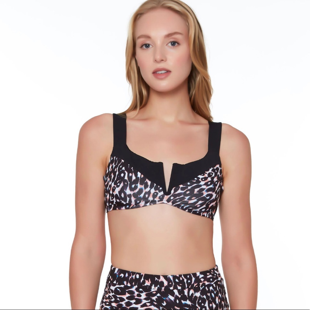 Sanctuary Leopard V-Wire Bralette Bikini Top